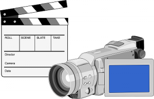 video-camera-movie-clapboard-retro