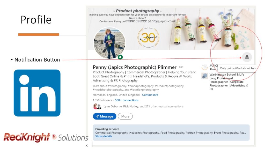 LinkedIn Notification Button